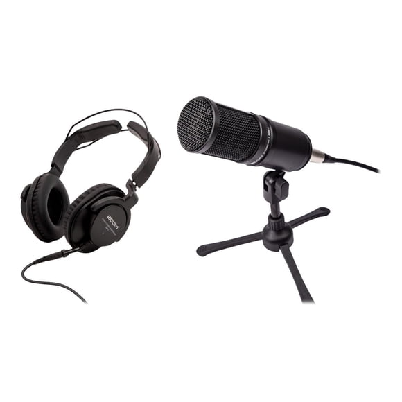 Zoom ZDM-1 Podcast Mic Pack, Podcast Dynamic Microphone, Headphones, Tripod, Windscreen, XLR Cable, For Recording Podcasts