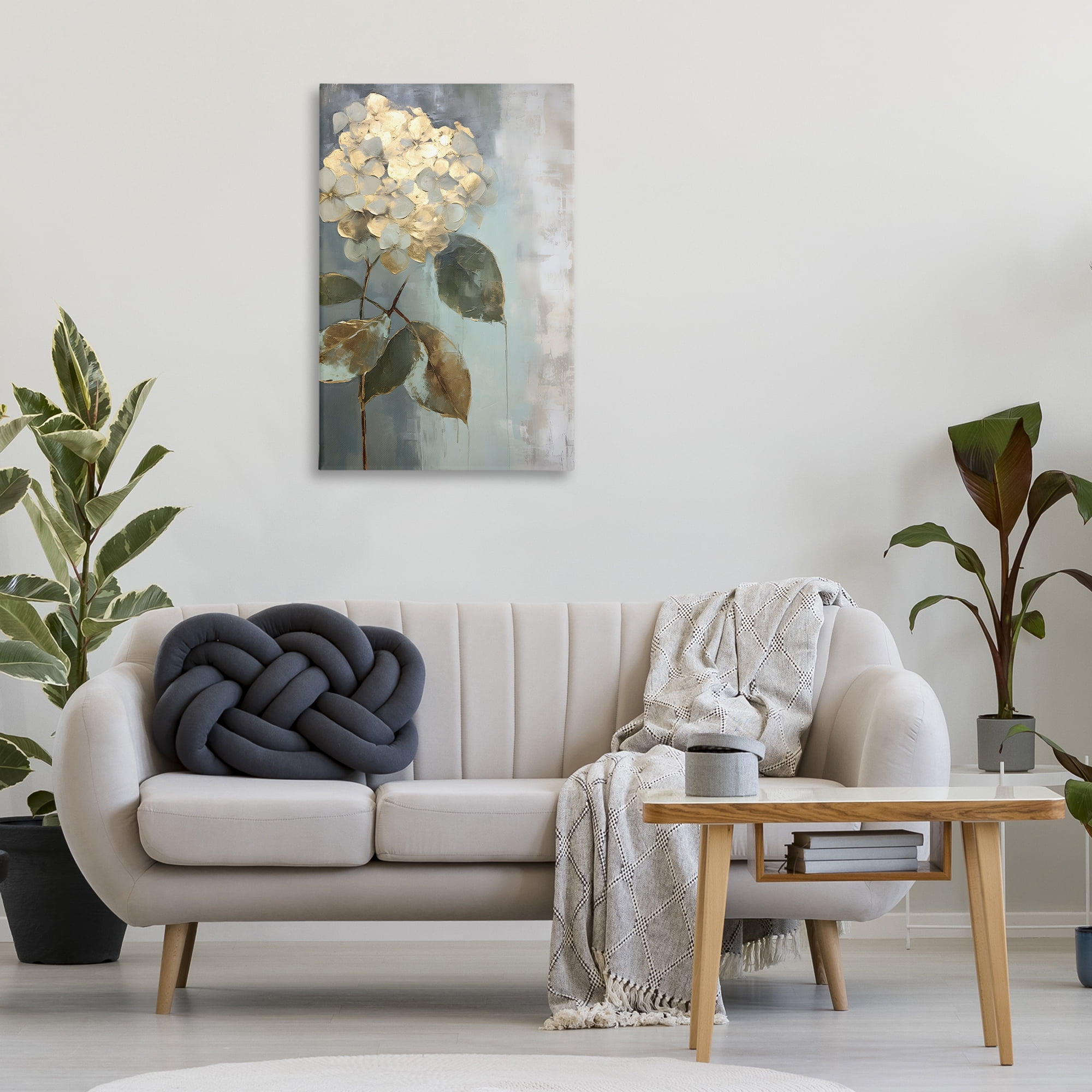 Stupell Industries Distressed Hydrangea Bloom Botanical & Floral Painting Gallery Wrapped Canvas Art Print Wall Art, 24 x 36