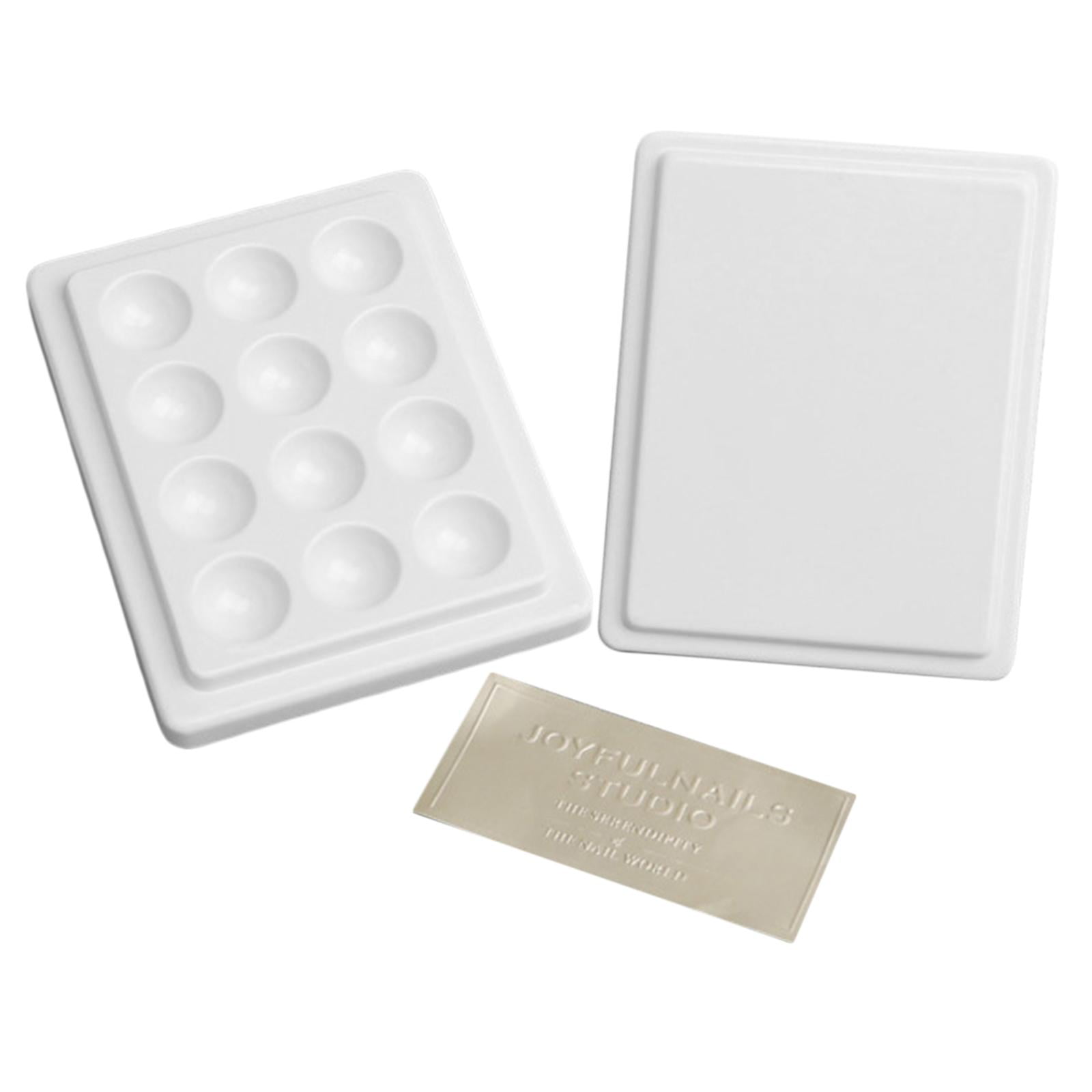 Yunhgft 12-Well Ceramic Porcelain Watercolor Paint Palette with Cover 4x3 inches Mixing