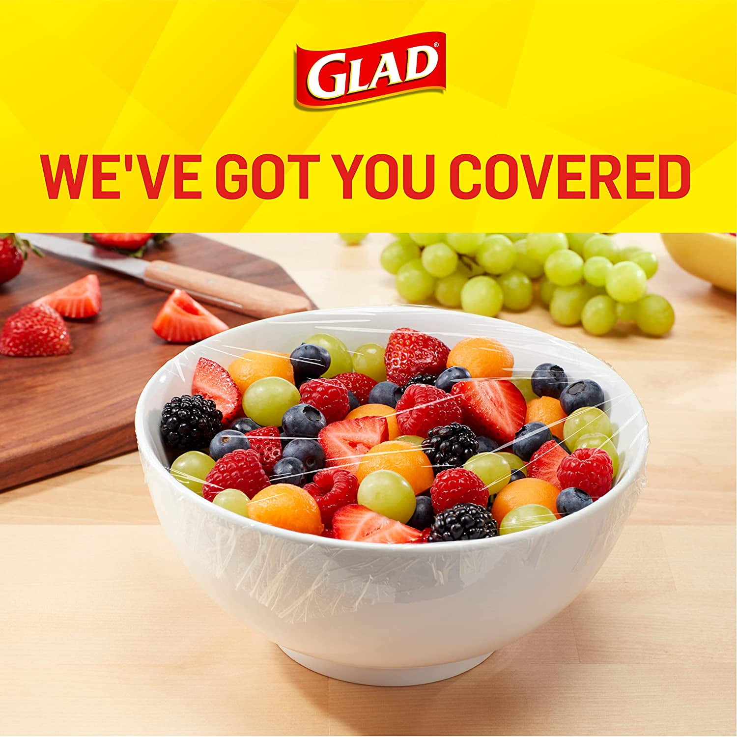 Glad Cling Wrap Plastic Wrap, 300 Square Foot Roll, Clear (00022EA)