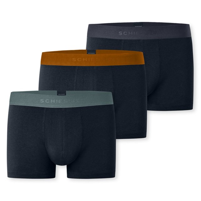 SCHIESSER boxer hombre 3-pack - serie "95/5", pantalón, logo cintura Negro/Marrón/Gris M (Medium)