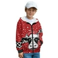 thumbnail image 2 of Xixirimido Cow Cowhide Red Printed Kids Hoodies for Boys Girls Zip Up Jacket with Pocket Teens Long Sleeve Hooded Sweatshirt Fall Winter Pullover Top for 9-11 Years, 2 of 7