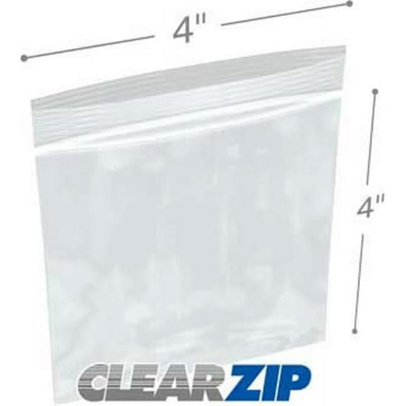 International Plastics CZ1250404 4 x 4 in. ClearZip Lock Bags, 0.00125 Gauge - Case of 1000