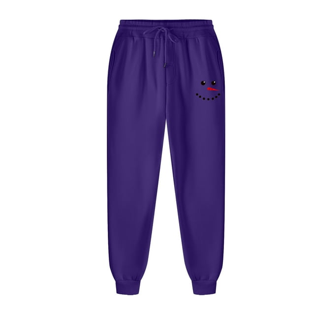 DPTALR Unisexe Décontracté Imprimé de Noël à Lacets Élastique Pantalon de Sport Pantalon