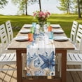 thumbnail image 4 of Table Runners 90 Inches Long Dress Scarves, Blue Starfish Coastal Farmhouse Coffee/Dining/Kitchen Table Runner for Living Room, Eucalyptus Summer Nautical Shell Wooden 13x90 Inch, 4 of 9