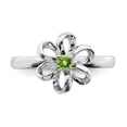 thumbnail image 4 of Sterling Silver Polished Peridot Flower Ring, 4 of 5