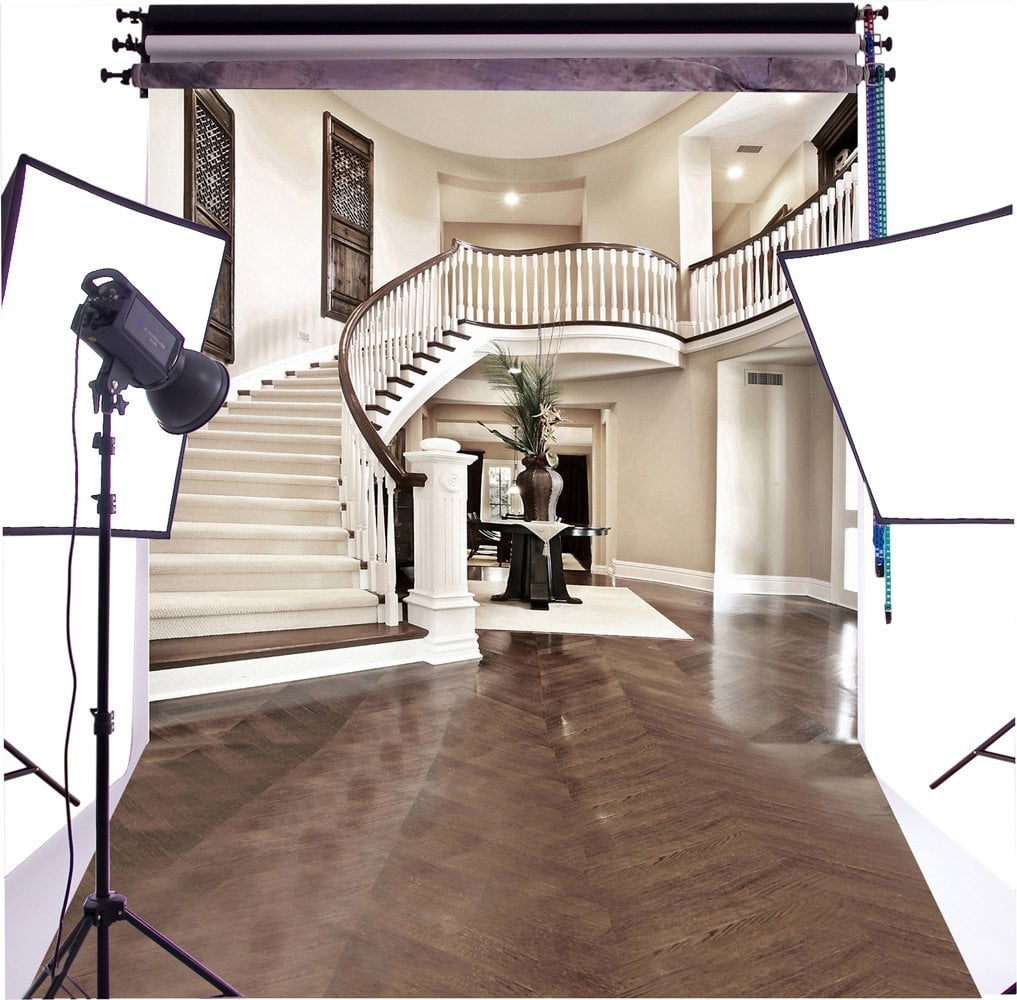 GreenDecor Polyster 5X7ft Elegant Interior Stairs Backdrop Photography Background Studio Prop