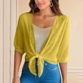 thumbnail image 2 of Bovxnpu Women Cardigan Cover Ups V-Neck Sun Protection Cardigan 3/4 Sleeve Tied Light Chiffon Tops Summer Tops, 2 of 9