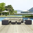 thumbnail image 3 of Modway Convene 9-Piece Aluminum and Rattan Patio Sectional Set in Espresso/Beige, 3 of 7