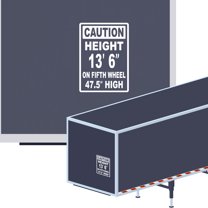 Caution Height 13'6" On Fifth Wheel 47.5" High Vinyl Decal Sticker - High Trailer Sign Truck Safety Decal for Dry Van and Reefer Trailers Caution Clearance Height Sign (10" x 14", White)