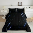 thumbnail image 2 of Castle Fairy Abstract Stripes 3-Piece Full Size Comforter Sets,Geometric Theme Bedding Comforter Set,Black Blue Lightweight Bedding Sets,Breathable Lines Home Decor,Reversible, 2 of 6