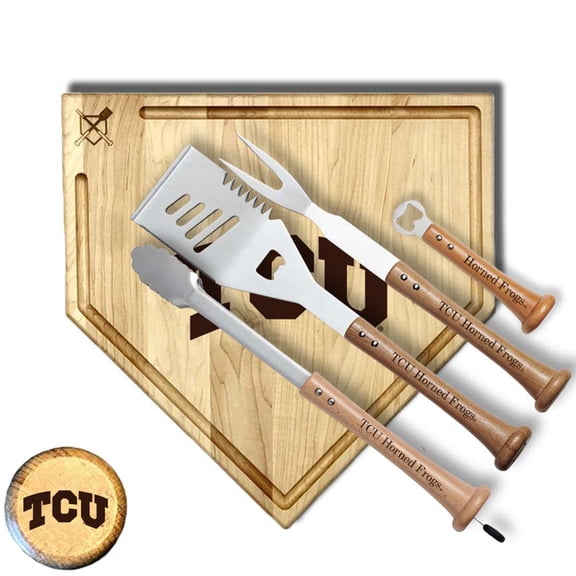 Baseball BBQ TCU Horned Frogs 17" Trough Grand Slam Combo Set