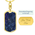 thumbnail image 3 of Celestial Blue Galaxy Stainless Steel or 18k Gold Premium Swivel Dog Tag Keychain, 3 of 8