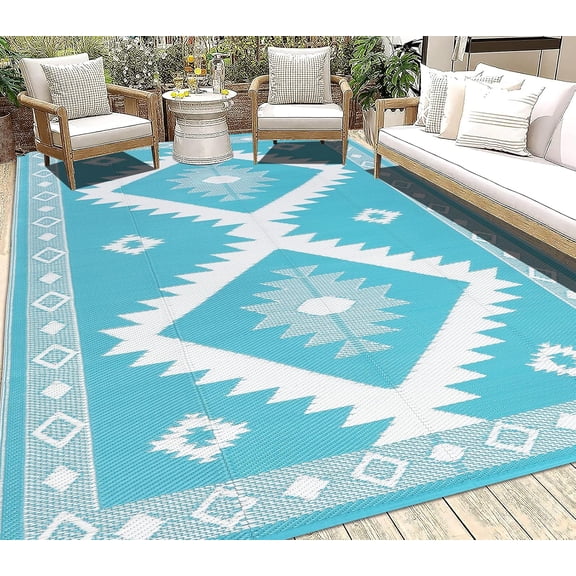Outdoor Rug 6'x9' Waterproof for Patios Clearance, Reversible Plastic Straw Rug Camping Carpet, Indoor Outdoor Area Rugs Patio Mats for RV,Picnic,Backyard,Deck,Balcony,Porch