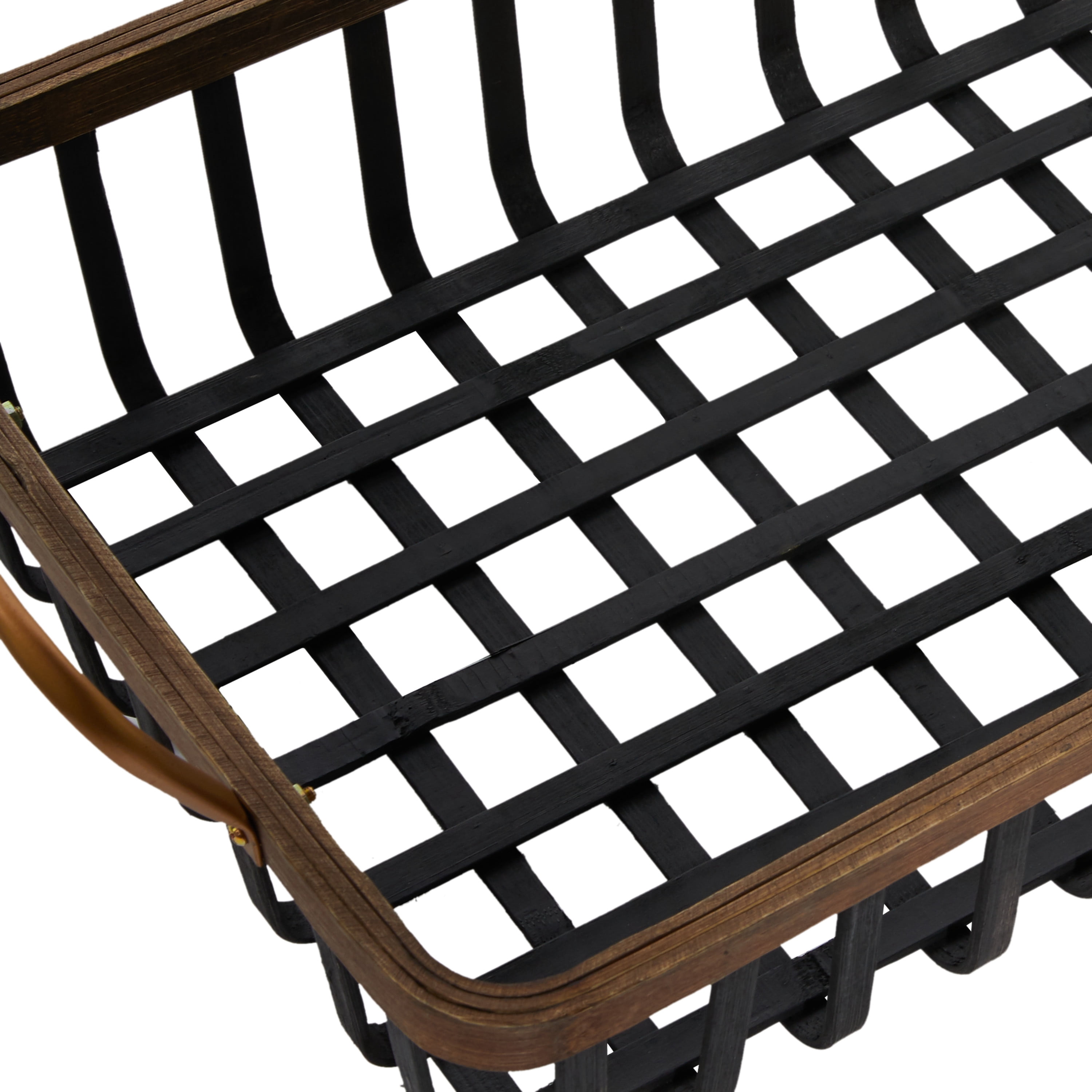 DecMode 29", 23"W Black Wood Grid Tray, 2-Pieces