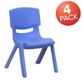 thumbnail image 4 of Emma + Oliver 4 Pack Blue Plastic Stackable School Chair with 10.5"H Seat, Preschool Chair, 4 of 14