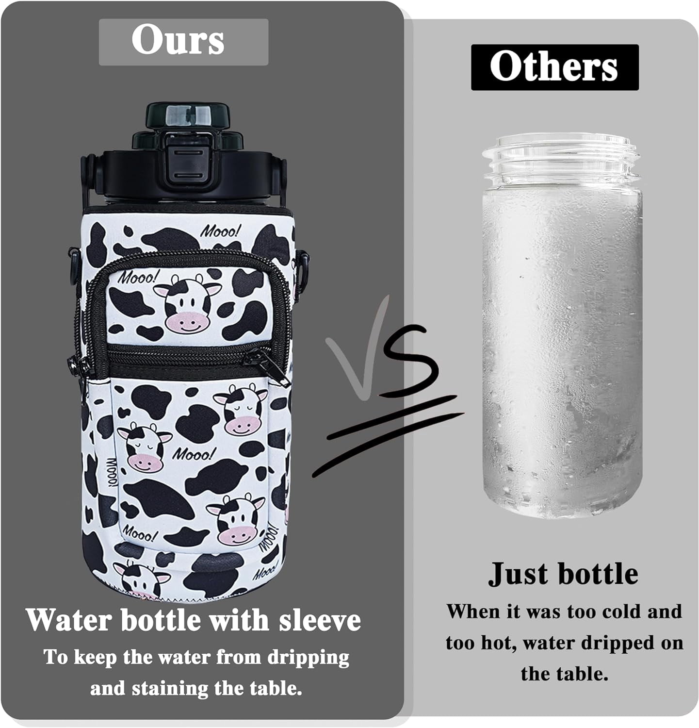 64 oz Water Bottle with Straw Sleeve & Strap Motivational BPA Free Half Gallon Water Jug with Handle for Gym Women Men Aesthetic Water Bottle with Strap