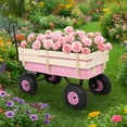 thumbnail image 3 of Ktaxon Steel & Wood Garden Cart with Wooden Railings, 330lb Heavy Duty Utility Wagon, Pink, 3 of 8