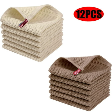 

12PCS Kitchen towel 100% cotton waffle weave ultra soft absorbent quick drying