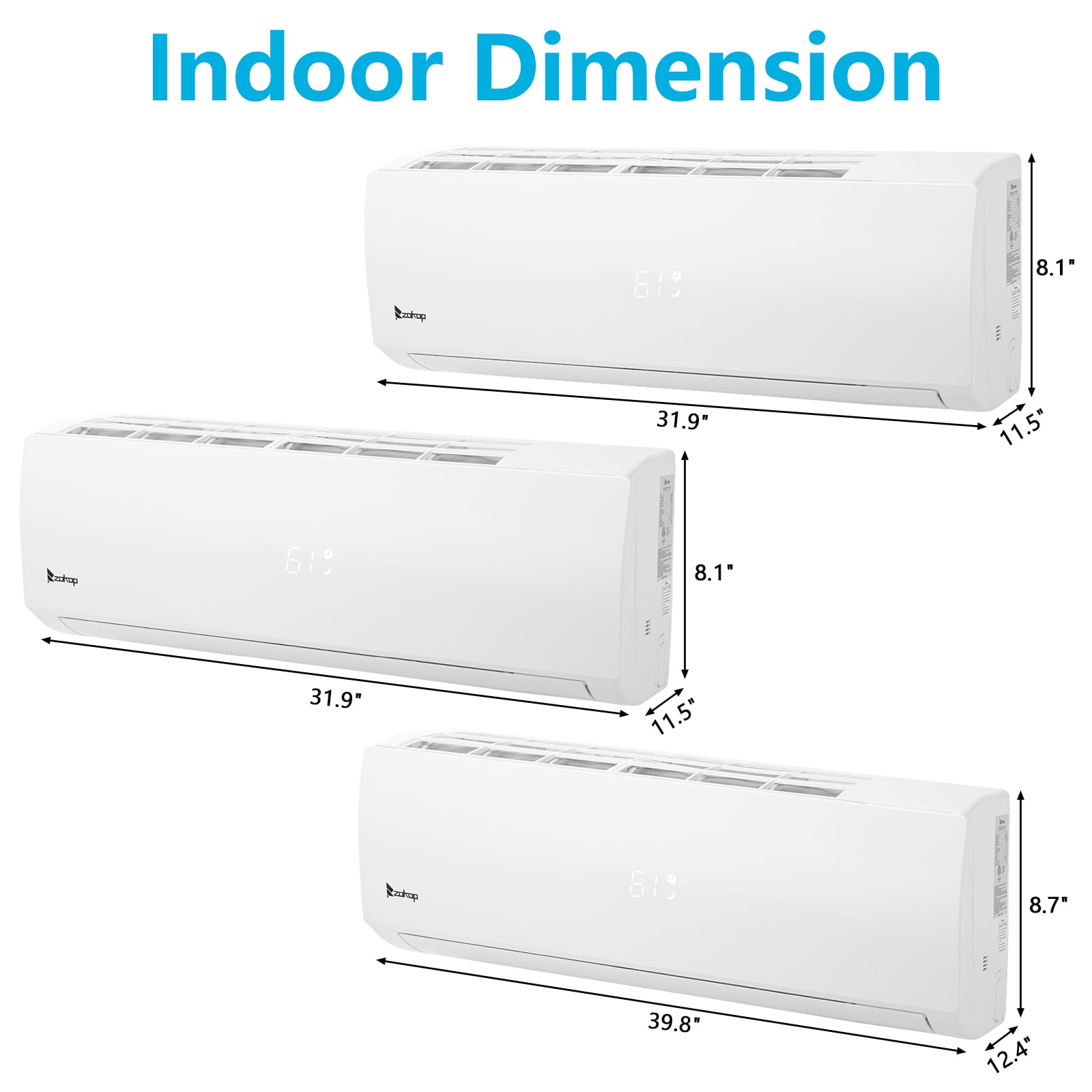Ktaxon 3 Zone 9000 + 9000 + 18000 BTU WIFI Mini Split AC/Heating System, 19 SEER Tri Zone 27000 BTU Ductless Split Air Conditioner with Pre-Charged Condenser, Heat Pump & 25Ft Line Set, 208-230V