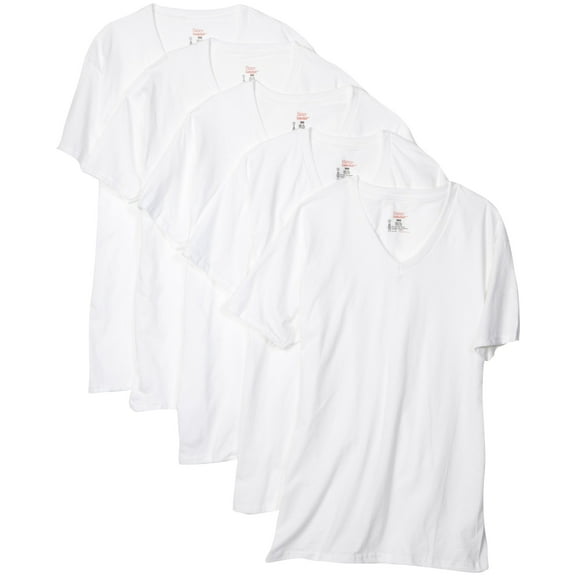 Hanes Ultimate Men's 5-Pack Comfortsoft V-Neck Tee,White,Medium