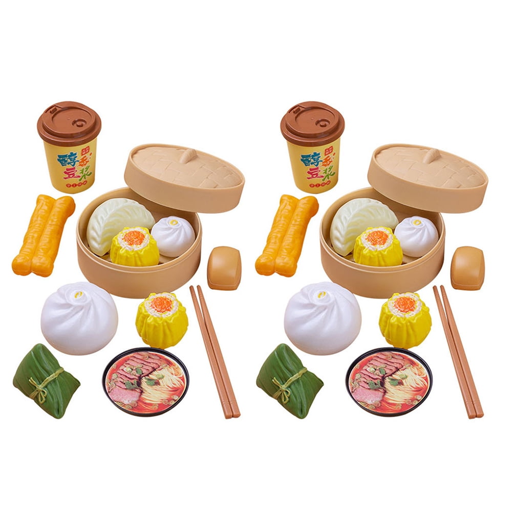 NUOLUX 2 Set of 26 Pcs Kid Fake Food Toys Fake Steamed Buns Steamer