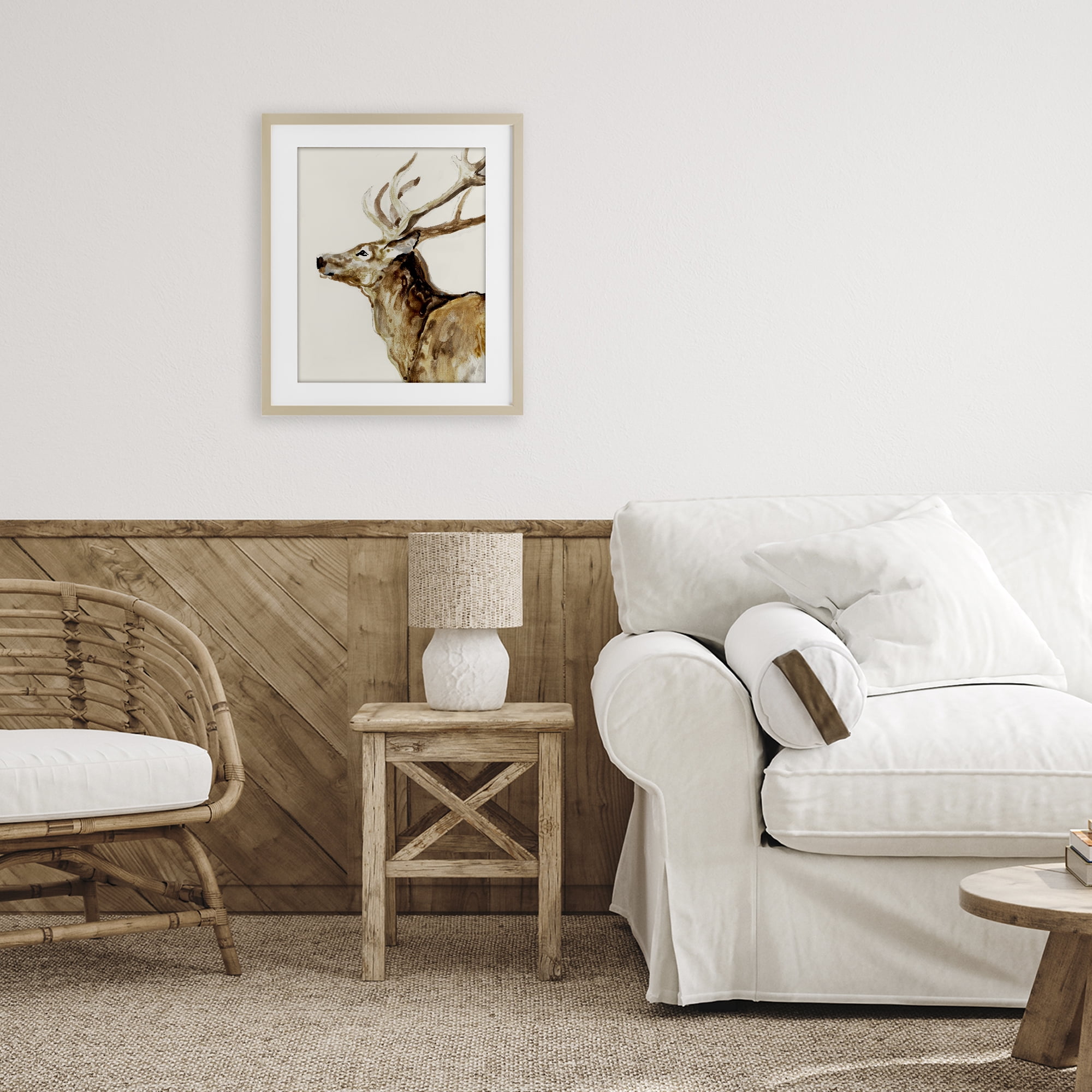 Stupell Industries Deer Portrait Profile View Birch Framed Print Under Glass, design by Lorenzo Collective