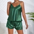 thumbnail image 2 of Endives Silk Satin Ruffled Pajamas Sets for Women V Neck Halter Tank Top and Shorts Sets Womens Sleepwear Summer Pajamas Set for Women Nightwear Lounge Set for Women Green M, 2 of 6