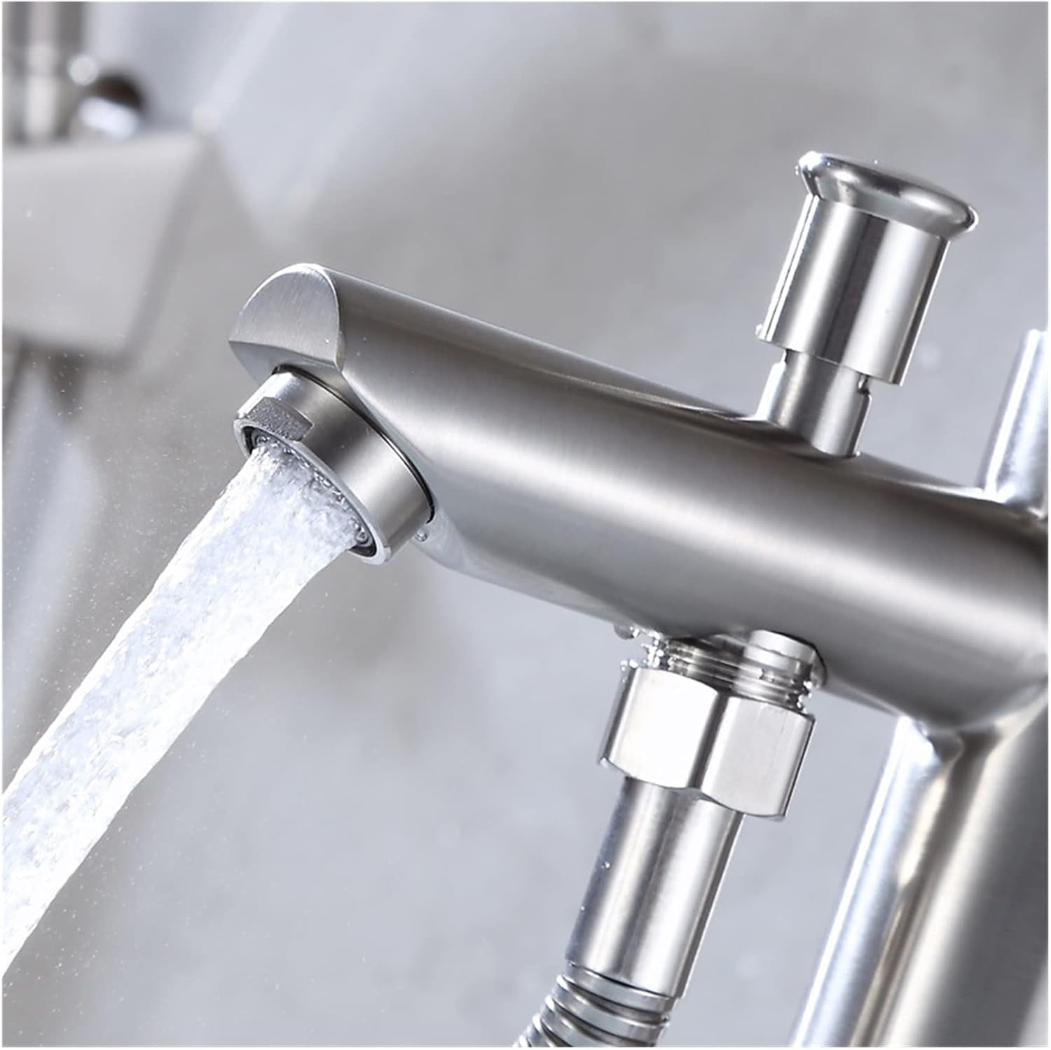 Bathroom Basin Faucet Stainless Steel Single Handle Sink Mixer Tap with Shower Head Cold Hot Water Tap Valve Nozzle Bathtub Tap