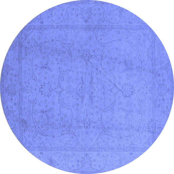 Ahgly Company Indoor Round Oriental Blue Traditional Area Rugs, 5' Round