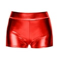 thumbnail image 6 of oqasdz Solid Color Women High Waisted Metallic Booty Shorts Rave Bottoms For Dancing Hot Pants Clubwear Birthday Female Dailywear, 6 of 7