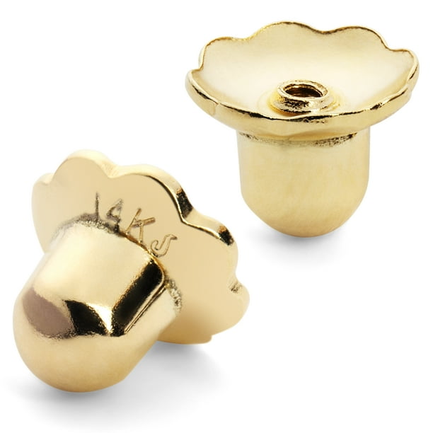 Pair Earring Back Replacements 14K Solid Yellow Gold Threaded