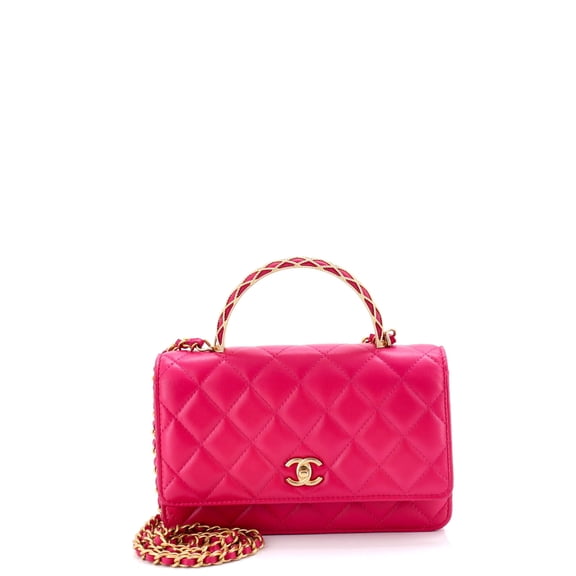 Pre-Owned Pick Me Up Logo Handle Wallet on Chain Quilted Lambskin By Rebag