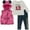 Pink / gray, variant on Disney Minnie Mouse Infant Baby Girls Vest Cosplay T-Shirt and Leggings 3 Piece Outfit Set Infant to Big Kid