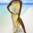 thumbnail image 2 of Summer Saving Wycnly Summer Dresses for Women Beach Party Elastic Waist Slit Wrap Hem Strap Maxi Sundresses 2024 Sleeveless Halter Color Patchwork Long Formal Dress Gray l, 2 of 5