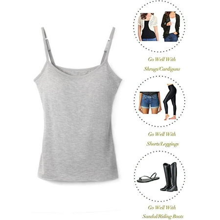 Alitao Camisole Tops Tank Tops Women s Summer Tops 2025 Tank Top Yoga Gym Sleeveless Camisole Plus Size Underwear With Chest Pad S 6XL Cotton Shirts Summer Tops Gray 4XL