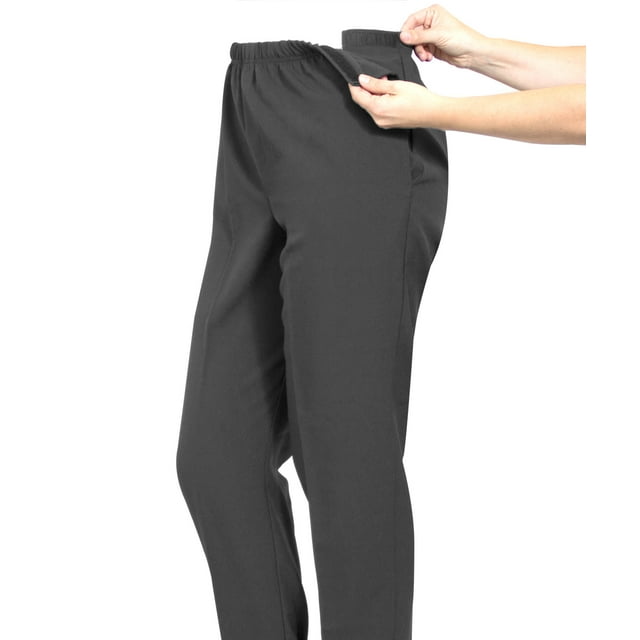 Silvert's Women Open Side Gab Pant, XL, Adaptive, Smoke Grey, 1