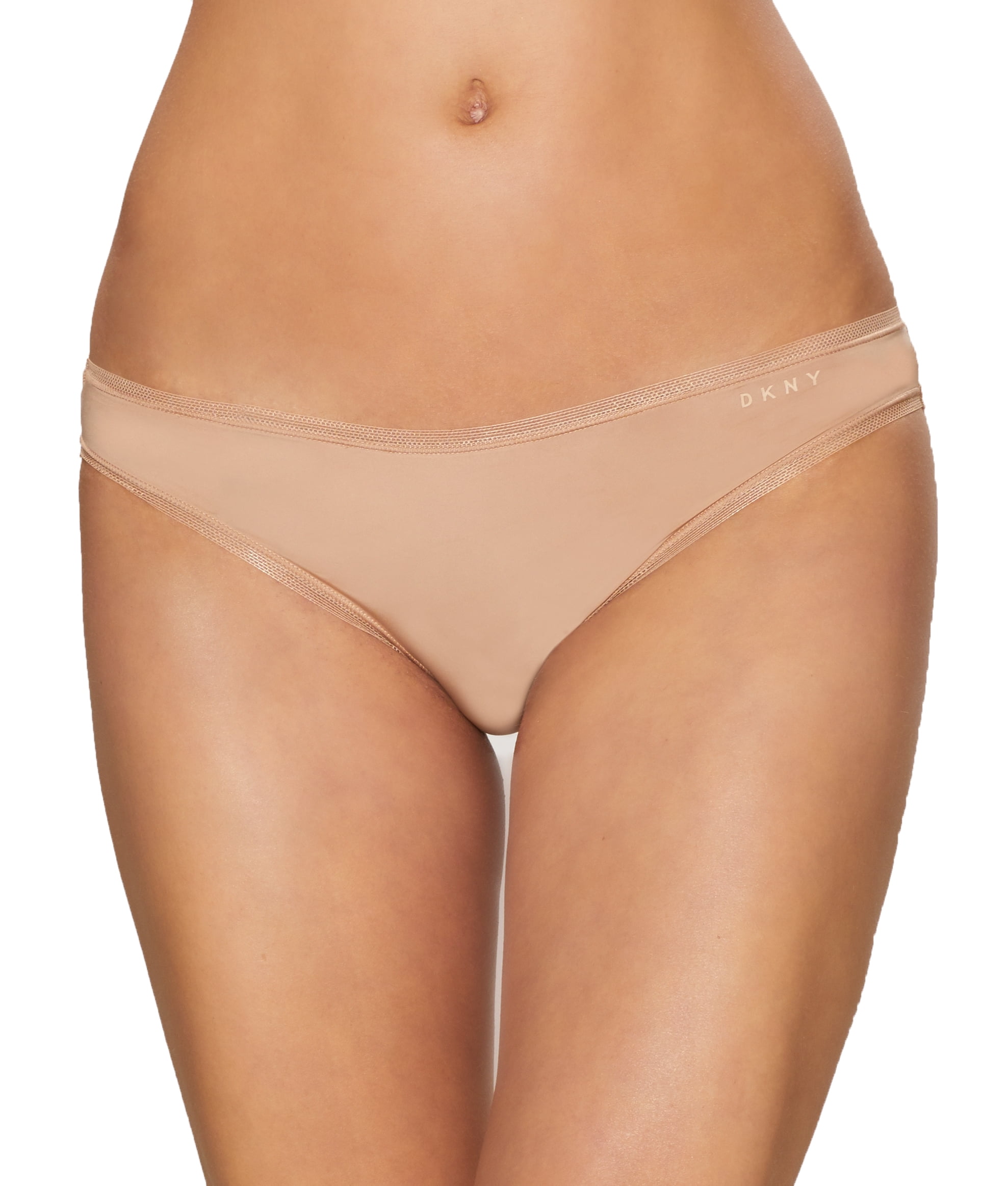 DKNY Intimates Beige Low-Rise Mesh Trimmed Bikini Underwear S 