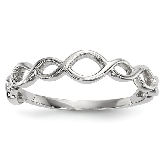 Solid 14k White Gold Polished Twisted Loops Ring (2mm) - Size 6.5