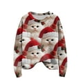 thumbnail image 2 of Long Sleeve Pullover Sweaters For Women O Neck Casual Cute Printing Knit Oversized Sweater for Fall and Winter, Christmas Snowflake Print, Cozy and Festive, Christmas Sweaters for Women ,Red,M, 2 of 6
