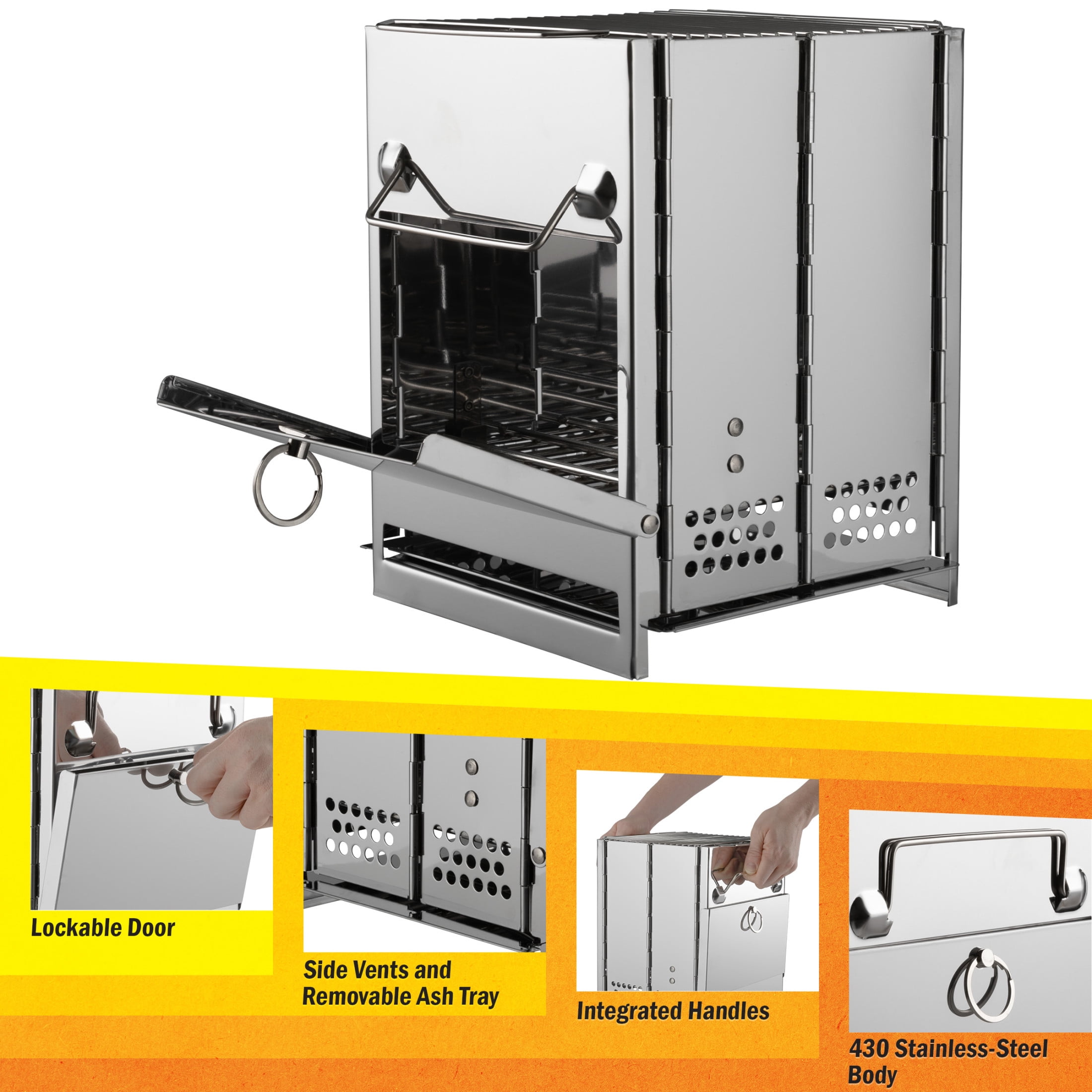 Wakeman Outdoors Camping Stove - Foldable Wood Burning Rocket Stove Portable Grill