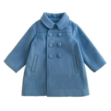 

ZHUASHUM Toddler Kids Baby Girls Boys Solid Coat Notched Collar Double Jacket Wool Coat Trench Outerwear