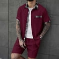 thumbnail image 2 of CHUMUD Mens 2 Piece Outfit Set Tracksuits Button Down Shirts jJackets and Shorts Summer Beach Vacation Lounge Workout Short Sleeve Plaid Sets Everyday, 2 of 9