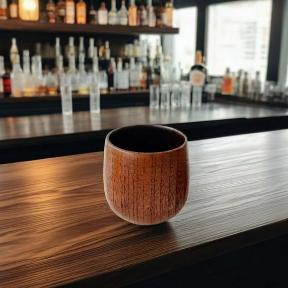 LutIedan Premium Charred Wooden Bourbon Whiskey Glasses Smoked Wood Texture Glass Barware for Bourbon Scotch Enthusiasts Modern Home Bar Decor