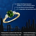 thumbnail image 2 of Gem Stone King 10K Yellow Gold Green Chrome Diopside and White Topaz 3-Stone Ring for Women | 1.48 Cttw | Oval 8X6MM | Gemstone Birthstone | Size 5, 2 of 6