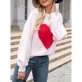 thumbnail image 2 of SUNSIOM Pull Ample pour Femmes Motif Cœur Pull de la Saint-Valentin Manches Longues Pulls Col Rond Printemps Automne Mode Urbaine, 2 of 6