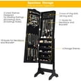 thumbnail image 2 of RONG-3 Jewelry Armoire with Full Length Mirror, Lockable Standing Jewelry Cabinet, Mirror with Jewelry Storage, Ring Earring Necklace Makeup Display, Jewelry Organizer Box for Women ,Black, 2 of 9