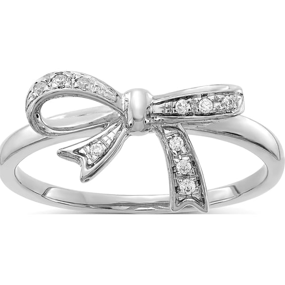 14K White Gold Diamond Bow Ring (Size 7) Made In India rm5701-005-wa