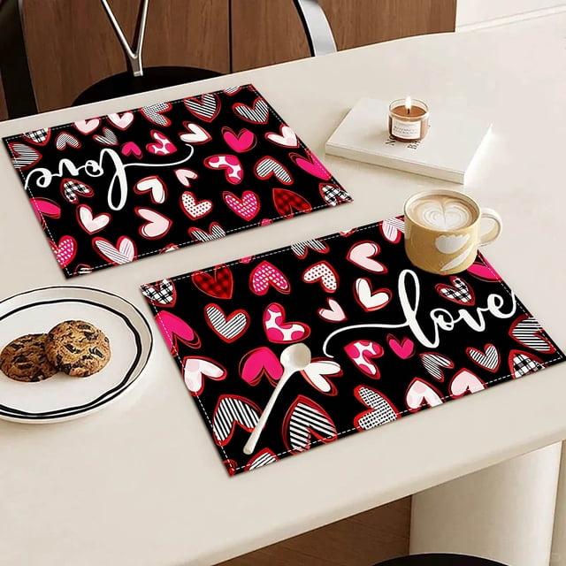 TIMIFIS Napperons Rose Tapis de Repas Décoration de Table de Fête Tapis d'Isolation Tapis de Tasse Tapis de Table Imprimé en Lin