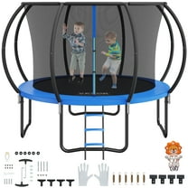 VEVOR 10FT Trampoline, 330 lbs Trampoline with Enclosure Net, Ladder, and Curved Pole, Heavy Duty Trampoline with Jumping Mat and Spring Cover Padding, Outdoor Recreational Trampolines for Kids